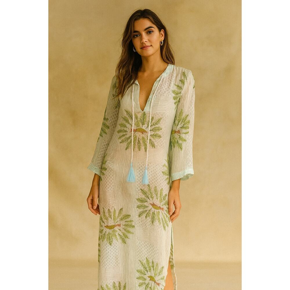 Roller Rabbit Sleepy Leopard Lotella Kurta Tunic Dress Sheer Cover Up NWT | M
